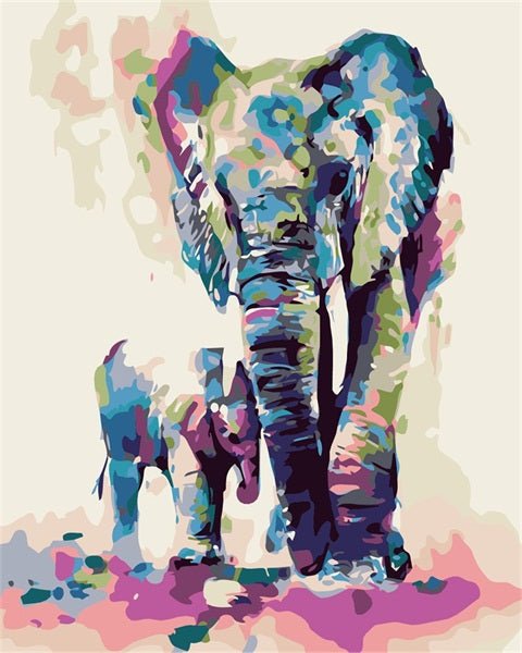 PAINT BY NUMBERS | ELEPHANT MOTHER & CALF COLORFUL