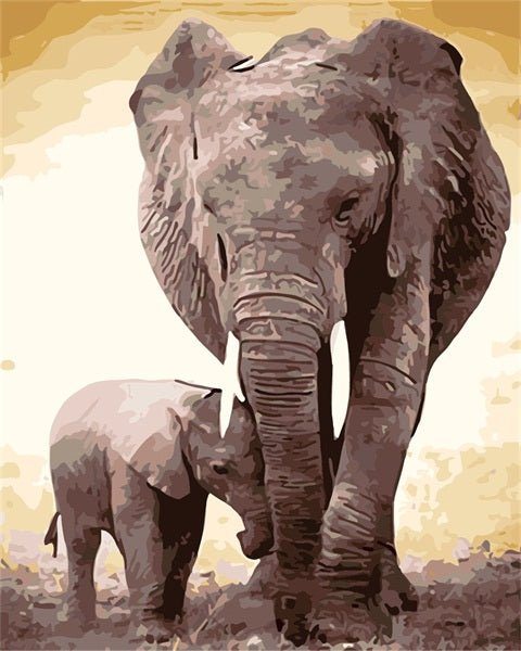PAINT BY NUMBERS | ELEPHANT MOTHER & CALF