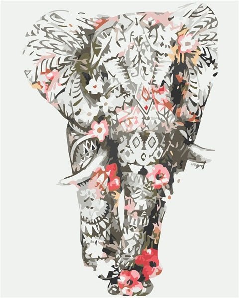 PAINT BY NUMBERS | ELEPHANT WITH FLOWERS