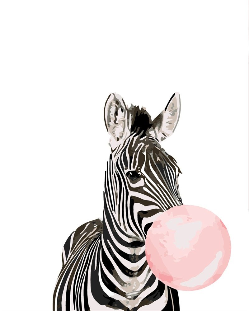 Paint by Numbers | Zebra with Bubble Gum