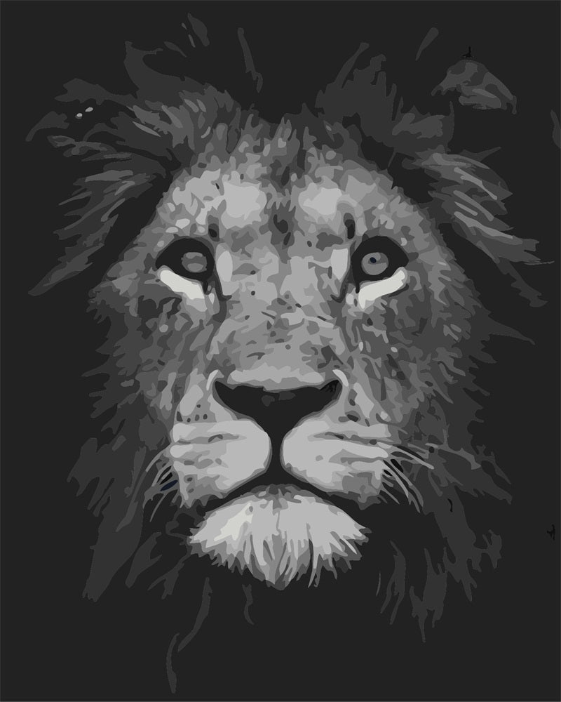 PAINT BY NUMBERS | LION BLACK AND WHITE