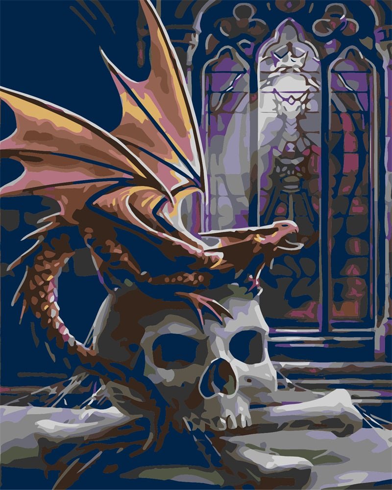 Paint by Numbers | Skull with Little Dragon