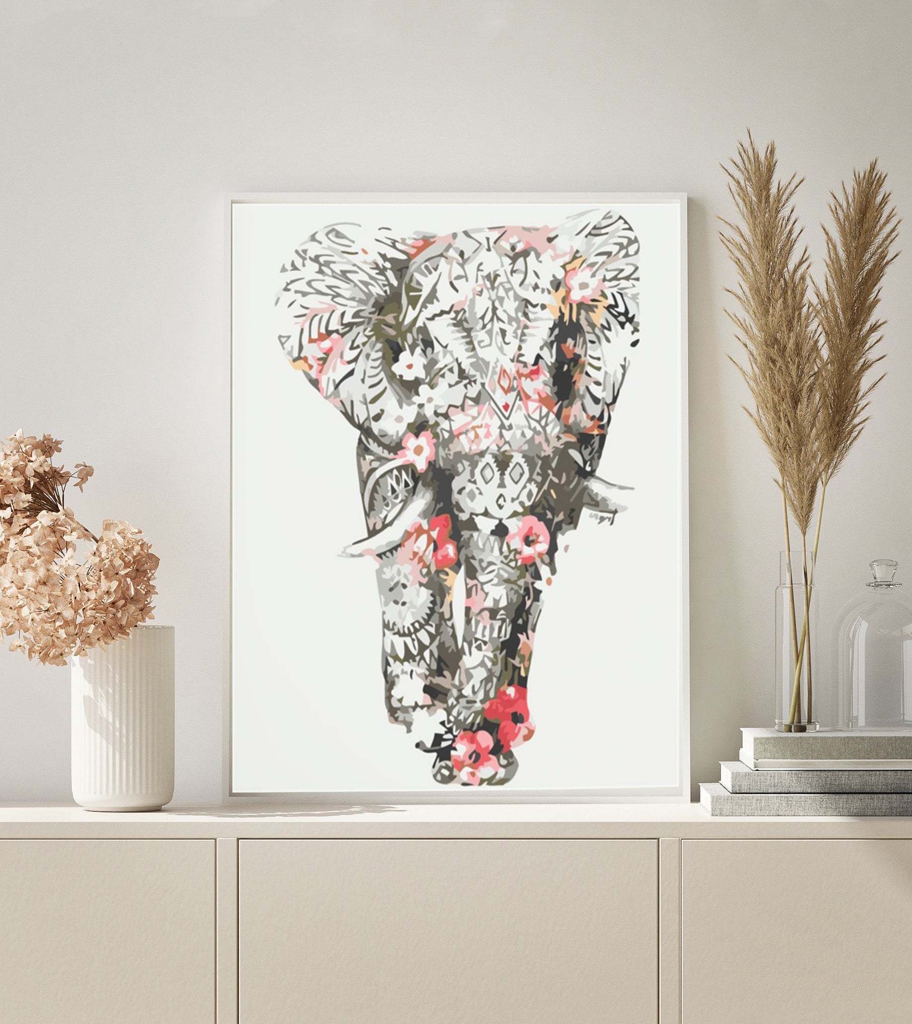 PAINT BY NUMBERS | ELEPHANT WITH FLOWERS