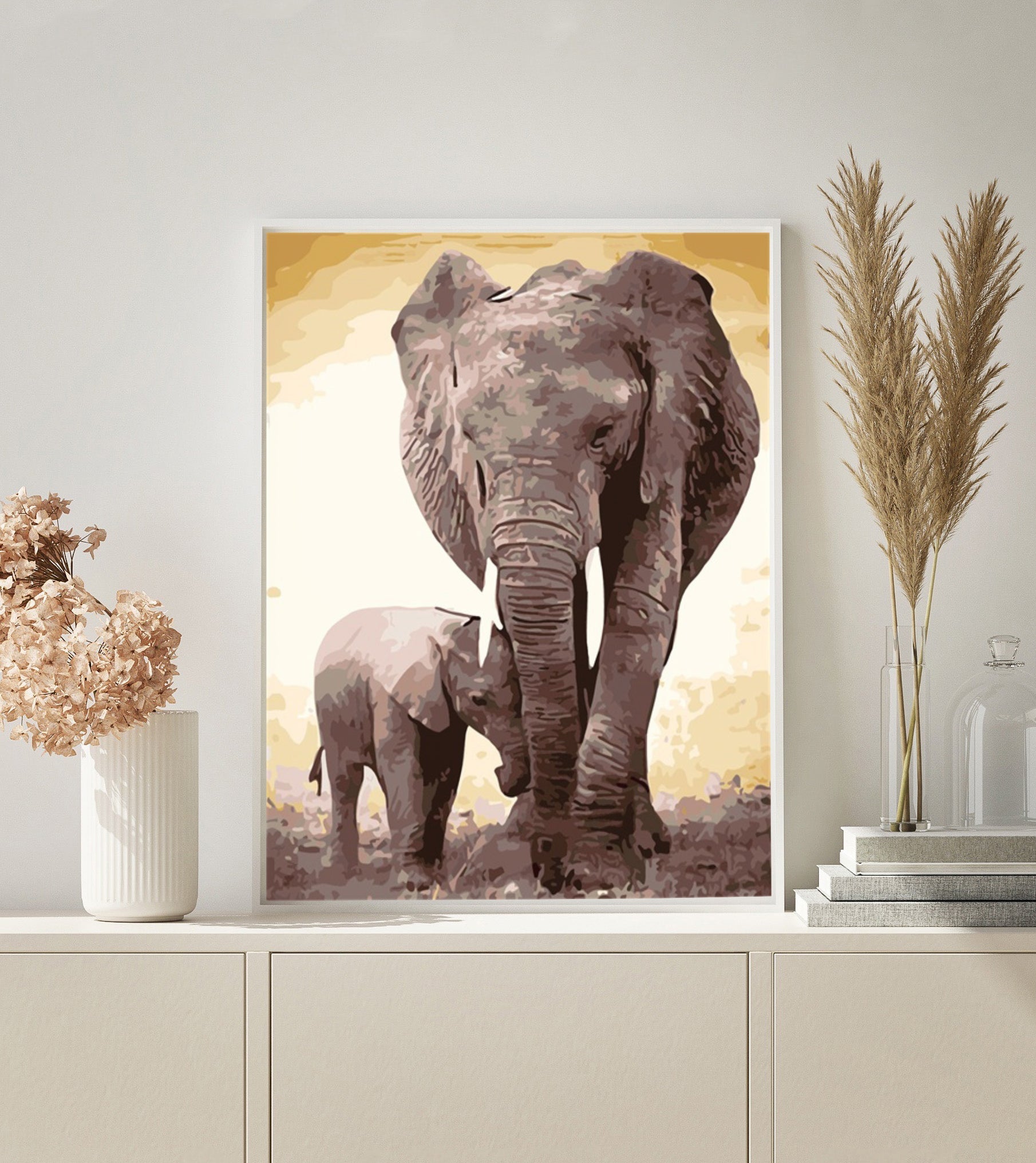 PAINT BY NUMBERS | ELEPHANT MOTHER & CALF