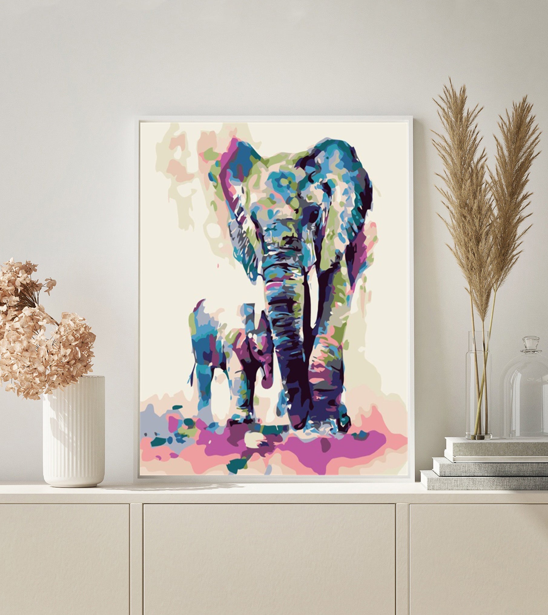 PAINT BY NUMBERS | ELEPHANT MOTHER & CALF COLORFUL