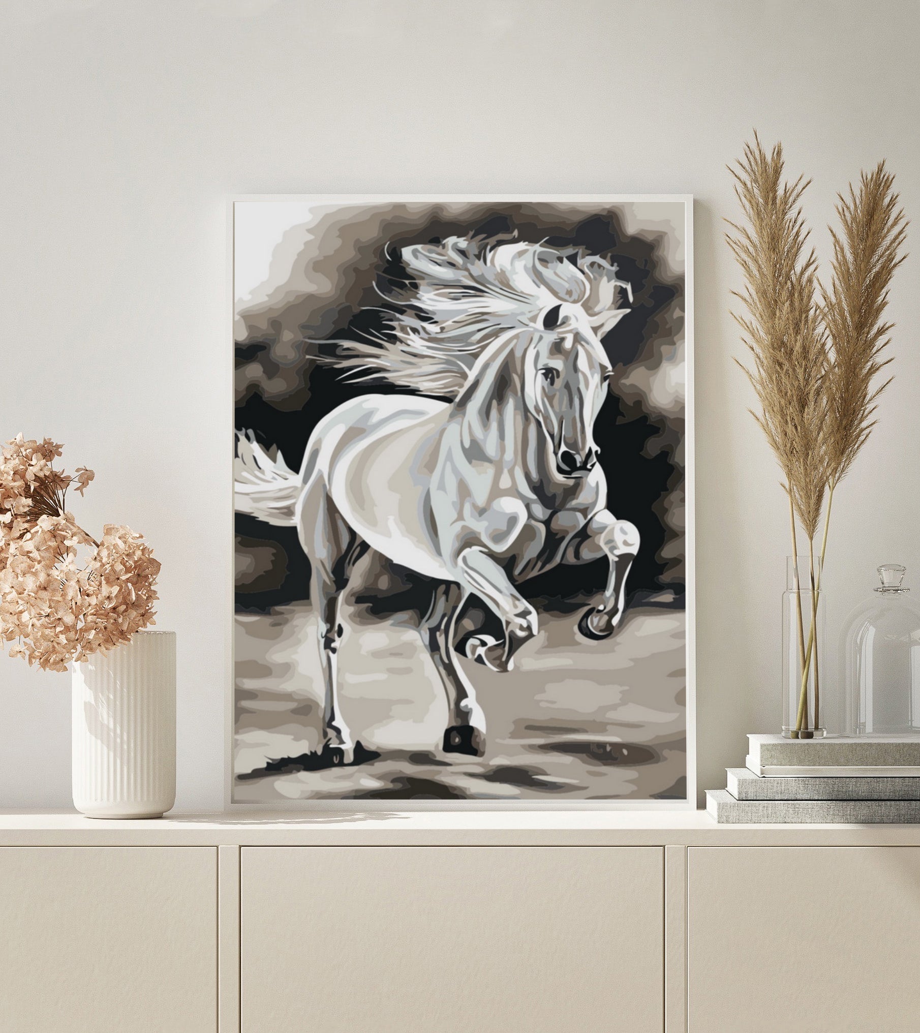 PAINT BY NUMBERS | HORSE BLACK AND WHITE